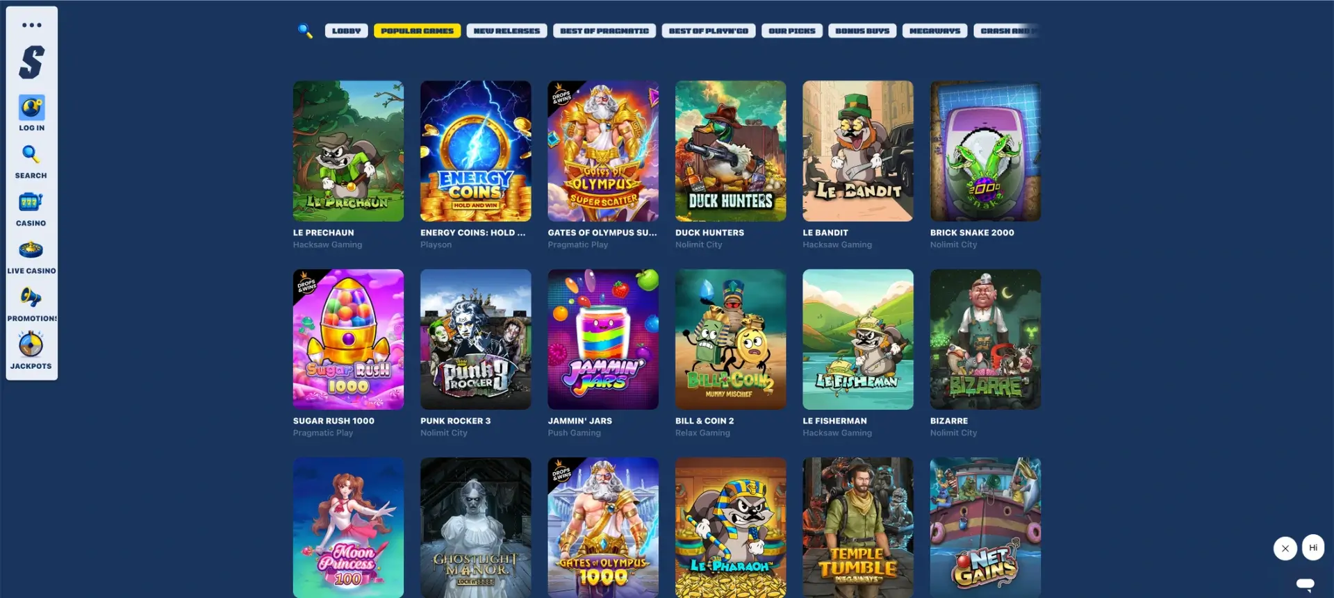 Casino games visible at Spiidi
