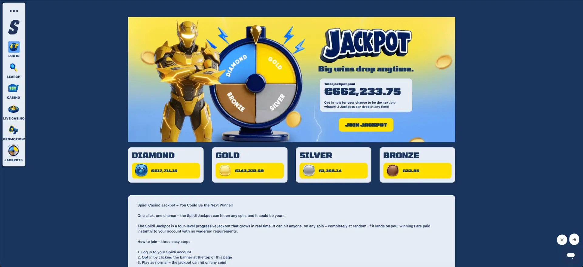 The Spiidi multi-level jackpot